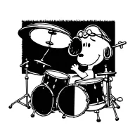 Snoopy playing drums tattoo design idea