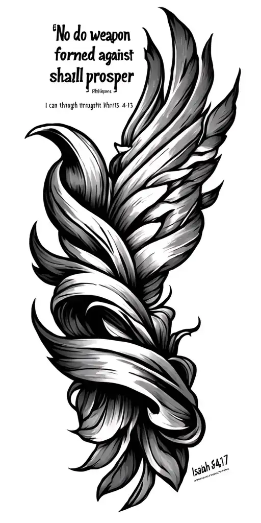 Isaiah 54:17No weapon formed against me shall prosper Philippians 4:13I can do all things through Christ who strength tattoo design idea