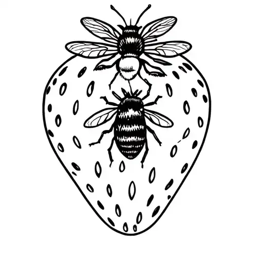 bee on strawberry  tattoo design idea