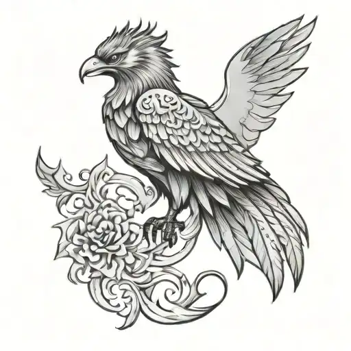 phoenix with outstretched wings tattoo design idea