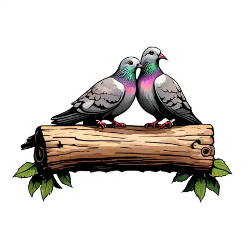 2 dove birds carrying wood plaque on there feet tattoo design idea