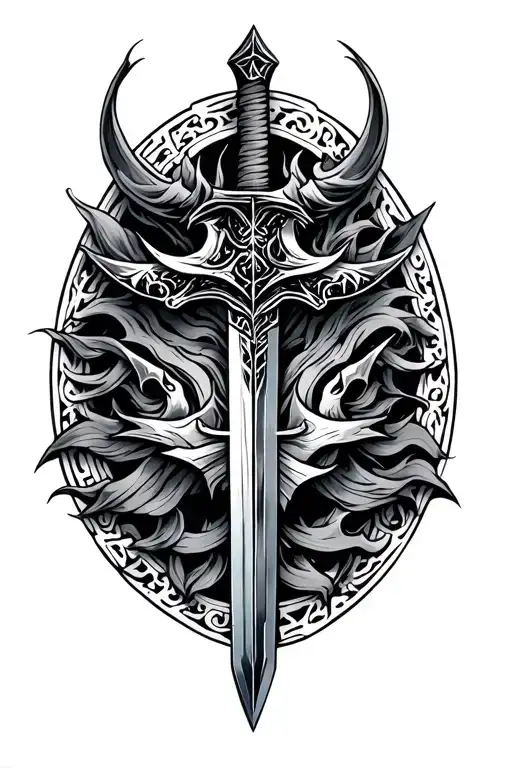 Sleep token damocles sword tattoo design idea