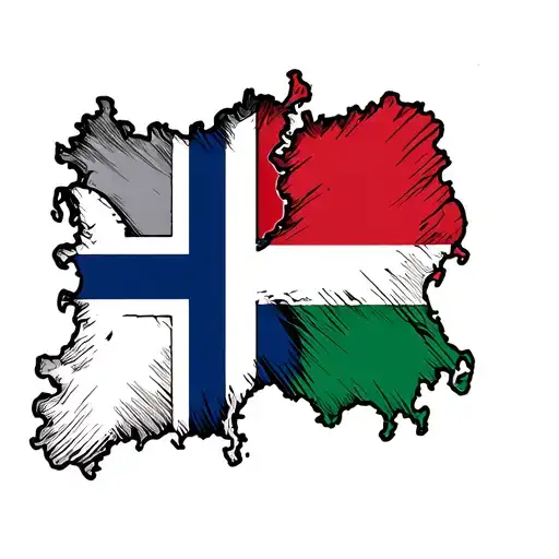 Italy flag and Norway flag tattoo design idea