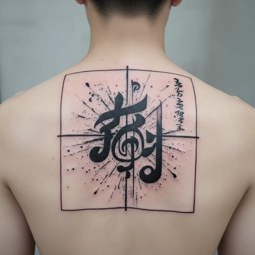 "Wabi-Sabi" symbol relate to music notes  tattoo design idea