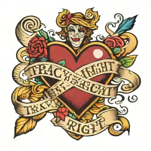 the words "Tracy was right" heart shape tattoo design idea