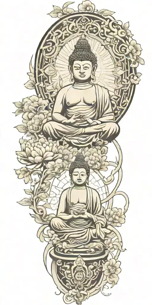 turn common Buddhist symbols and characters into multiple manga characters  tattoo design idea