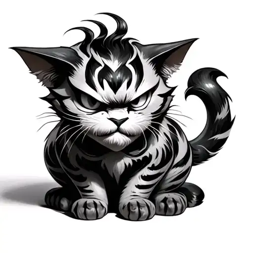 angry cheshire cat sitting tattoo design idea