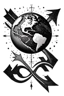 gps coordinates planet earth arrow cross tattoo design idea