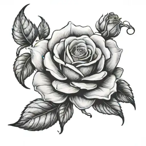 beauty and the beast rose tattoo design idea