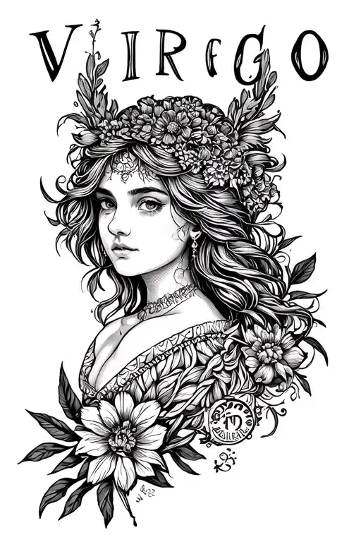 name ellis with virgo zodiac sign tattoo design idea