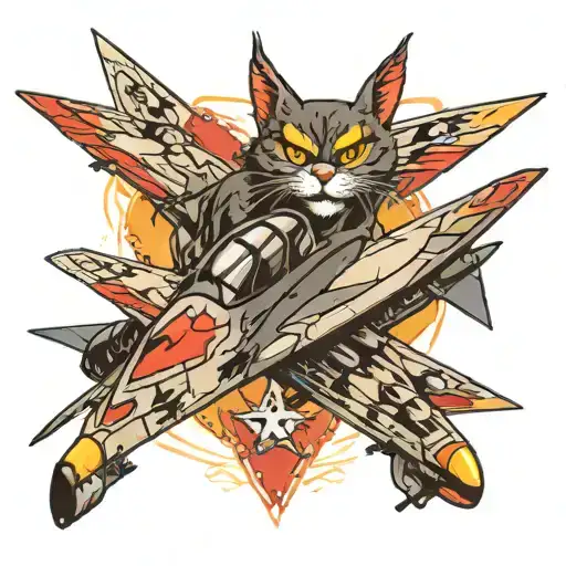 f-14 tomcat flying tattoo design idea