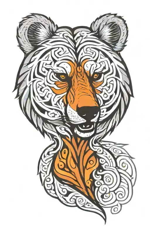 Tribal Bear head tattoo design idea