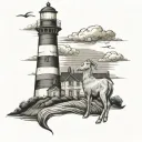 light house with Shepard holding lamb tattoo design idea