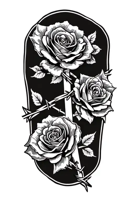 Western,Playing Cards, Roses,Barbed wire,Cross tattoo design idea