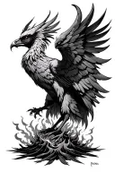 phoenix rising from ashes tattoo design idea