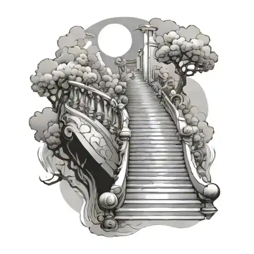 stairs going into heaven tattoo design idea