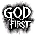 A negative tattoo that says GOD FIRST with a thick cursive font  I want the letters to be white on the back of a forearm tattoo design idea