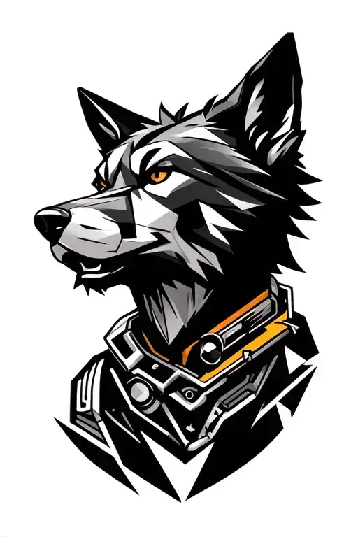 helicopter mechanic wolf character tattoo design idea