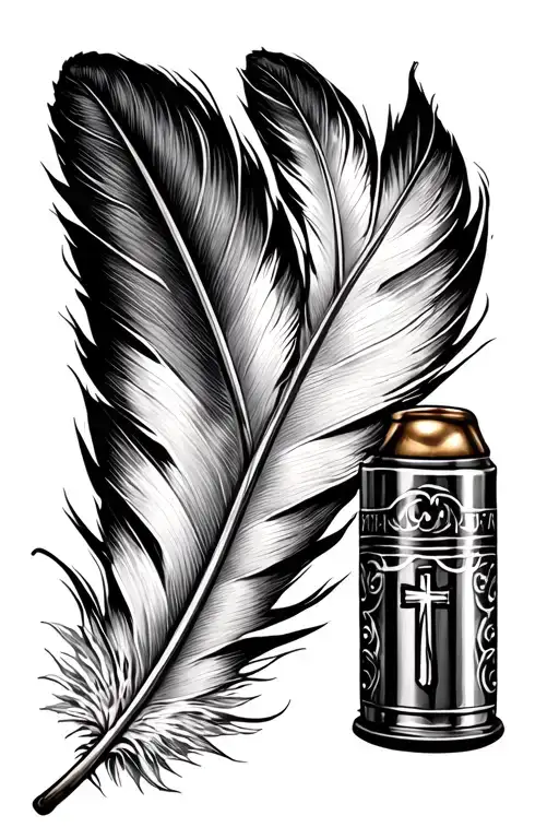 turkey feather, shotgun shell, cross tattoo design idea