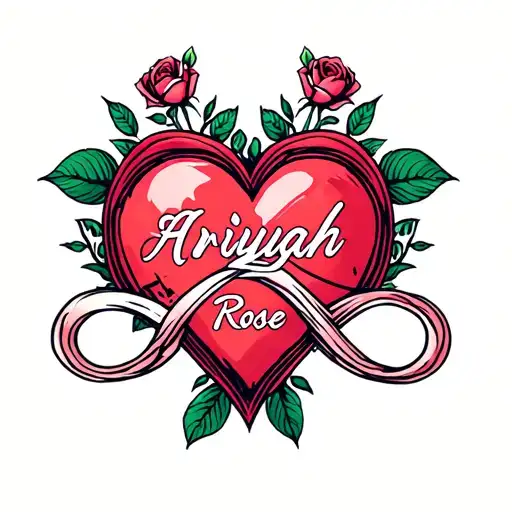 "Ariyah Rose" Heart, Infinity symbol, tattoo design idea