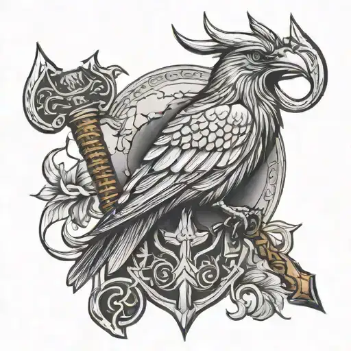 hammer and crows viking tattoo design idea