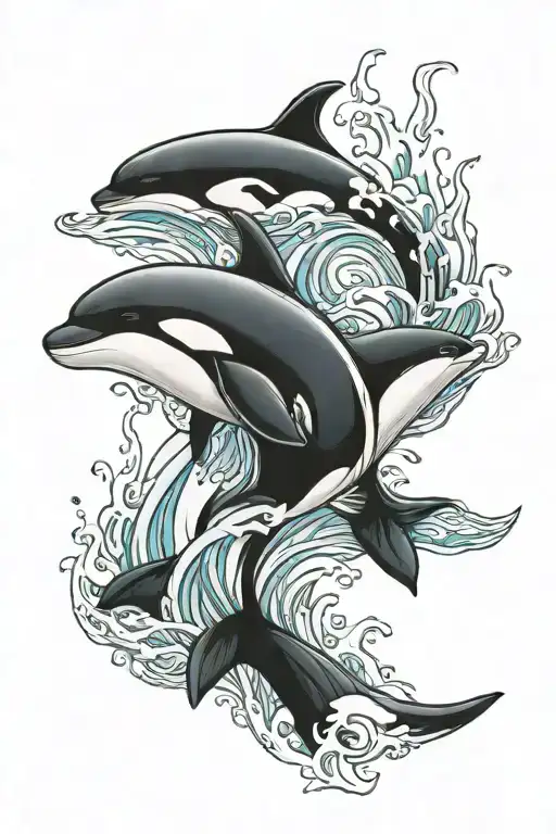Killer Whale swimming alongside tattoo design idea