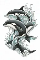 Killer Whale swimming alongside tattoo design idea