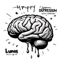 a bleeding brain with anxiety happy depression with a word saying lumos and there is light around it tattoo design idea