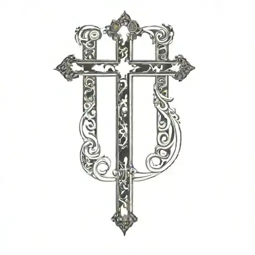 BLACK CROSS WITH EXACT MEASUREMENTS NO TEXTURE tattoo design idea