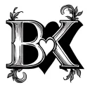initials B and K with heart tattoo design idea