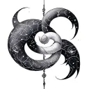Libra, Cancer and Aries constellation intertwined tattoo design idea