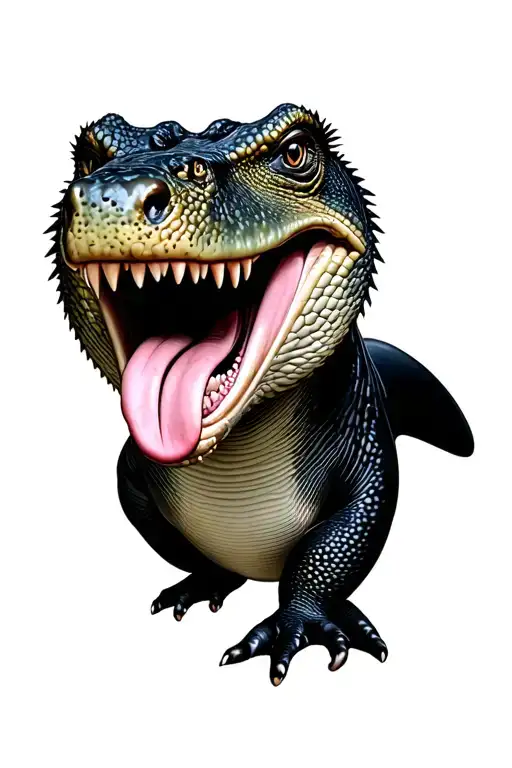 komodo dragon with tongue out, orca whale, panda bear tattoo design idea