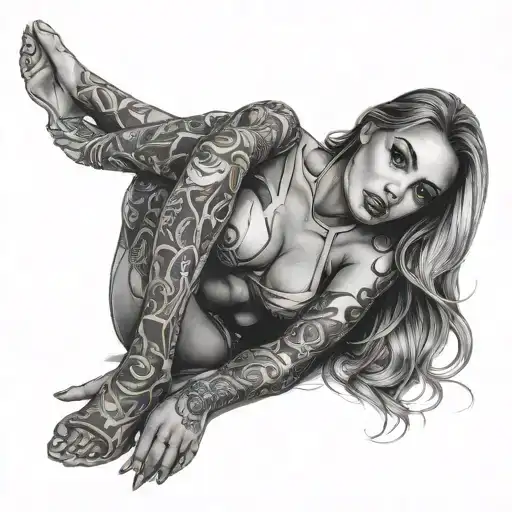 beautiful sluty woman posing tattoo design idea