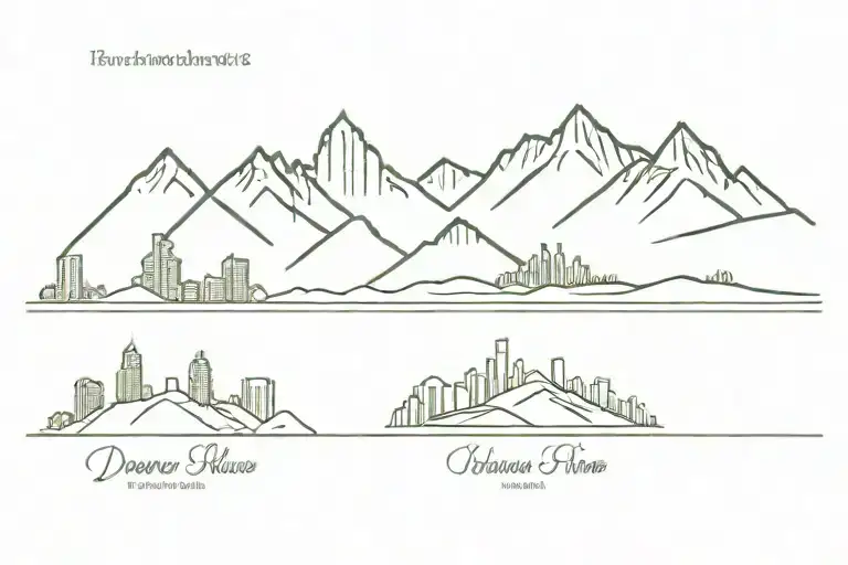 denver skyline mountains forearm tattoo design idea