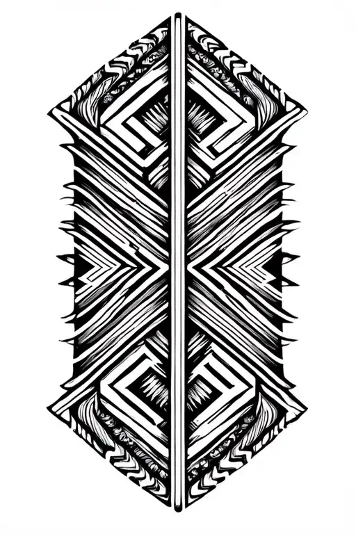  lines waves with Greek key arm band worked  tattoo design idea