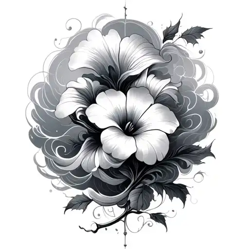 hevan God clouds swirling morning glory tattoo design idea