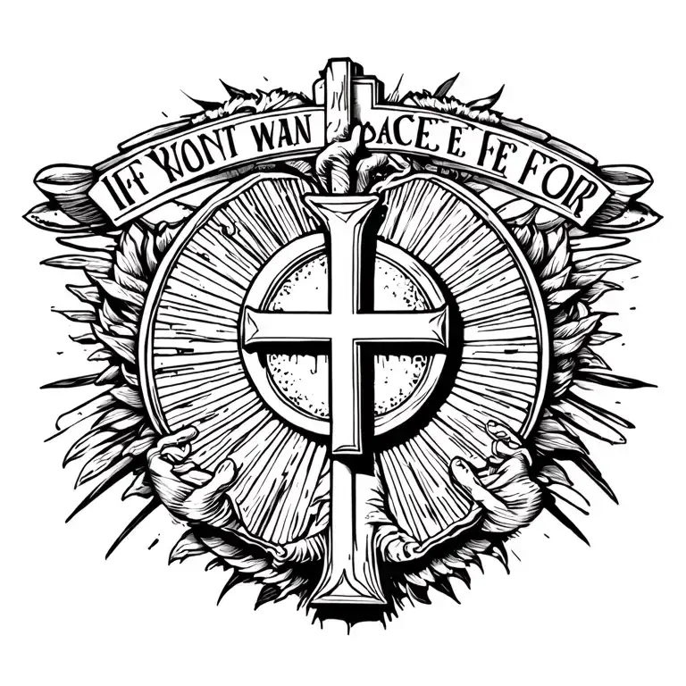 "If you want peace for war" Chrism Catholic tattoo design idea