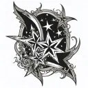 overlapping shooting stars tattoo design idea