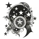 overlapping shooting stars tattoo design idea