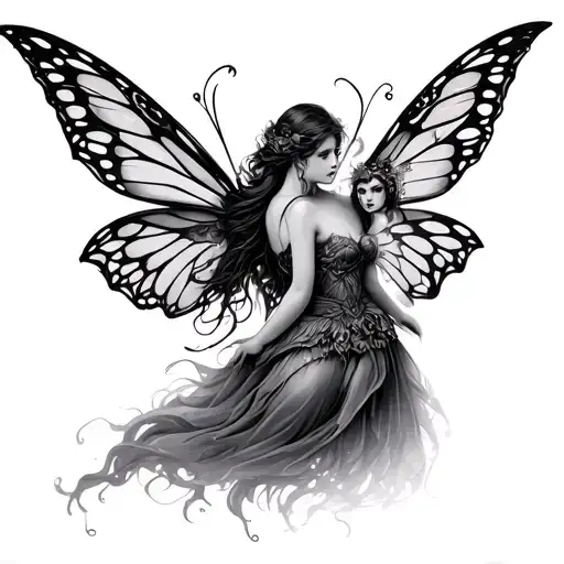 fairies & war tattoo design idea