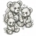 3 teddy bears tattoo design idea