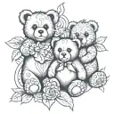 3 teddy bears tattoo design idea