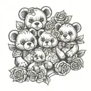 3 teddy bears tattoo design idea