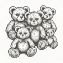 3 teddy bears tattoo design idea