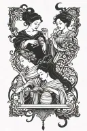 the fates spinning the thread tattoo design idea
