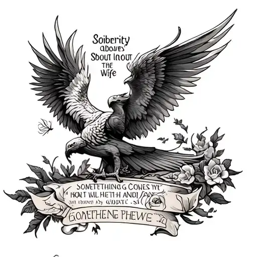 phoenix with sobriety date and something about wife arm sleeve tattoo design idea