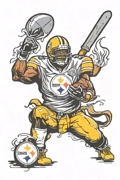 Pittsburgh Steelers with steel melting pot overflowing tattoo design idea
