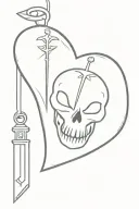 skull dagger heart shaped locket tattoo design idea