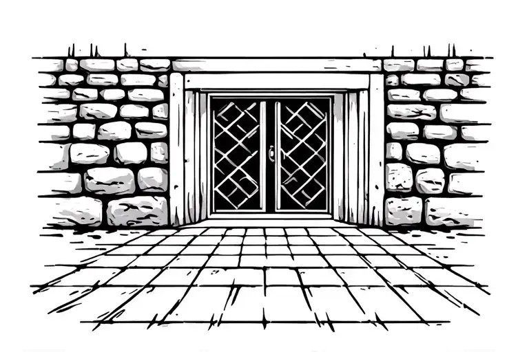 stone wall and floor tattoo design idea