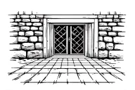 stone wall and floor tattoo design idea
